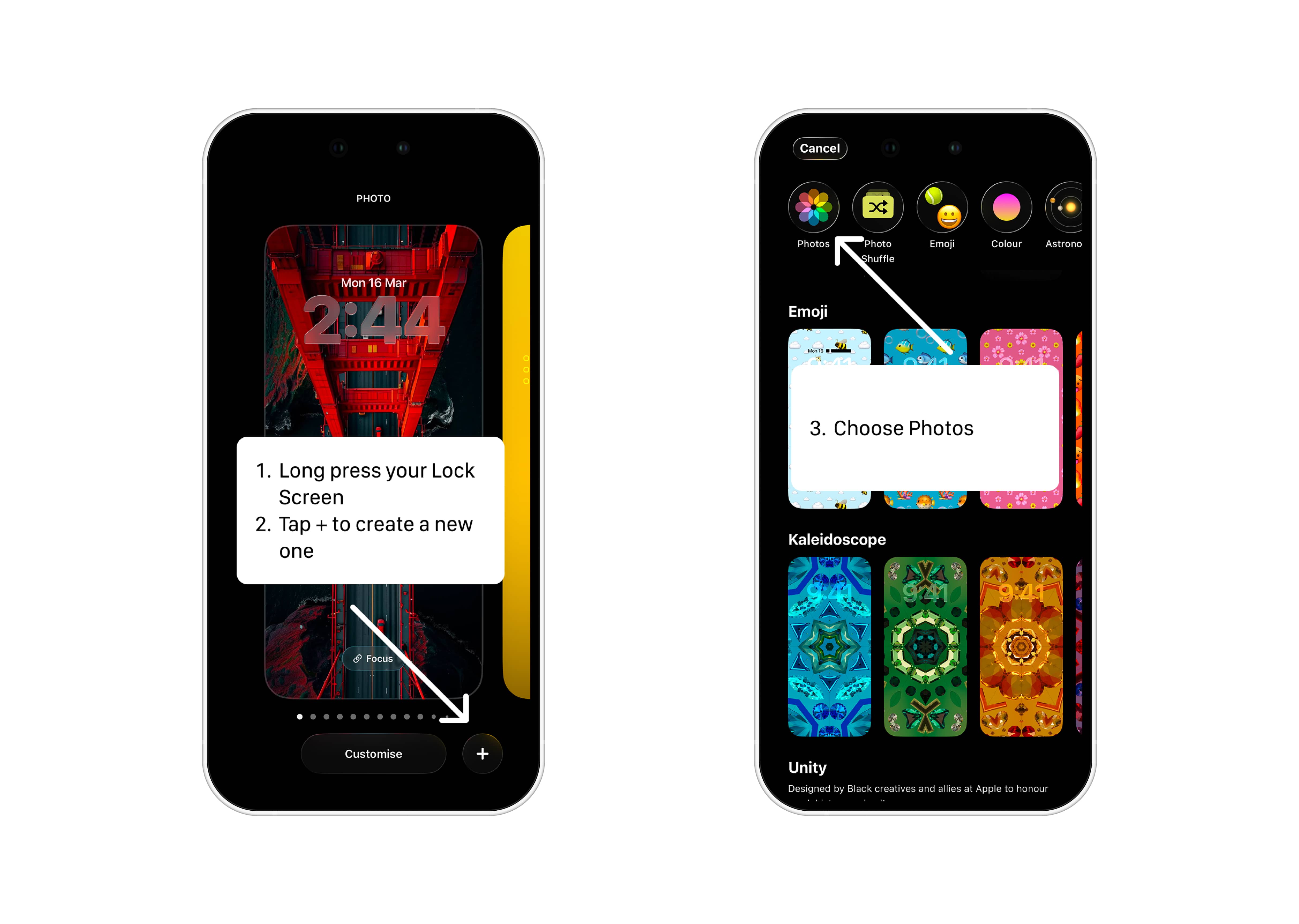 Long press your Lock Screen and tap plus.